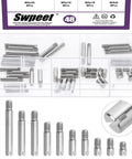 Pro Grade 48 Pcs M4 Dowel Pin Kit With Slotted Pins In 6 Sizes M4x6/10/16/20/25/30mm, 304 Stainless Steel External Thread Locating Pins
