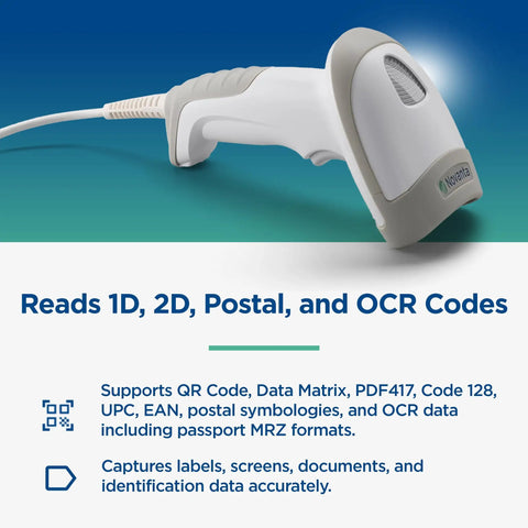 Rugged Workhorse Handheld Barcode Scanner USB Plug And Play 1D And 2D Code Reader for healthcare and industrial use side view