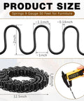 Nine Gauge Zig Zag Upholstery Springs One Roll Forty Nine Foot High Carbon Steel Sinuous Support dimensions shown