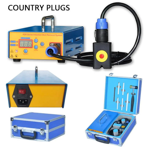 Paintless Dent Repair Kit With Portable Induction Heater, control panel, power supply, and tool case for car and home dents