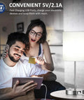 Couple using Must Have Dope Fully Dimmable Table Lamp With USB Ports And AC Outlet 60W Equivalent 5000K Daylight Edison Bulb