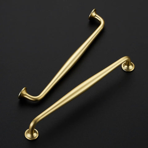 Top Tier Brushed Gold Cabinet Handles And Solid Metal Pulls For Kitchen Drawers 7 1 2 Inches Center To Center 10 Pack displayed on dark surface.