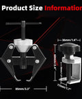 Heavy Duty Wiper Arm Puller And Battery Terminal Remover Kit shown with size dimensions and pro-grade metal construction