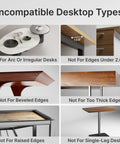 Incompatible desktop types for Heavy Duty Desk Extender Tray With Secure Laptop Holder And Generous Extra Surface Solid Keyboard Shelf.