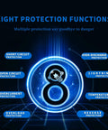 Diagram showing eight protection features of High Efficiency MPPT Solar Charge Controller 60A 80A 100A 12V 24V 36V 48V.