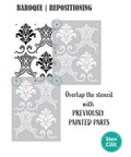Baroque Damask Wall Stencil Kit For Painting 2-Pack Large 16.5 By 21.5 Inch Stencils Victorian Style Wall Decor DIY Wallpaper Alternative