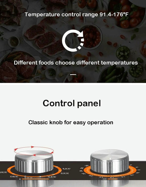 Control panel of Six Layer Stainless Steel Food Dehydrator A Smooth Operator For Home Or Commercial Kitchens drying fruits, vegetables and jerky.