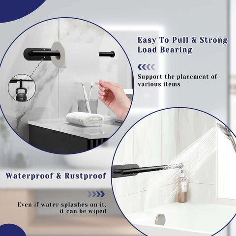 Under Cabinet Paper Towel Holder With Self Adhesive Or Drilling Mount Stainless Steel Black Wall Mounted Organizer in bathroom