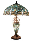 Sea Blue Stained Glass Dragonfly Lampshade Replacement 16 Inch For Table Lamps Floor Lamps Ceiling Fixtures Pendant Hanging Lights