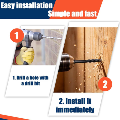 Step-by-step drill and install guide for 100 Pack 5/16 X 5 Inch Hex Head Lag Bolts For Wood And Ceramic With Black Coated Finish And 100 Washers