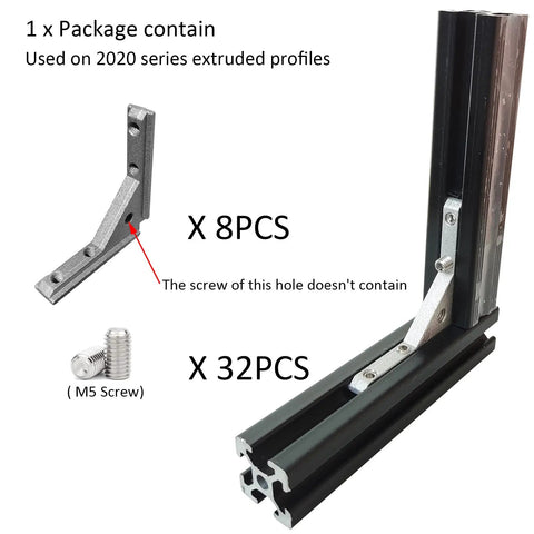 Eight Pack 2020 Series Aluminum Extrusion Corner Brackets For 20x20 T Slot Profiles Inside L Shape Joint 90 Degree