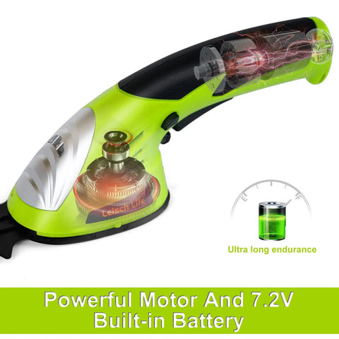 Cordless Grass Shear And Hedge Trimmer 2 In 1 Handheld Yard Tool With Pruning Scissors, 7.2V Rechargeable Lithium Ion Battery