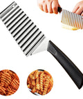FANTEXY stainless steel crinkle cutter with black handle; wave blade for waffle fries and vegetables