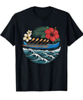 Vintage Distressed Badge Outrigger Racing Team Tee For Open Water Racers And Crews Lightweight Black T Shirt With Classic Fit