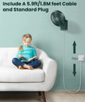 Wall Mounted Oscillating Fan With Remote And Timer For Home And RV Use, 8.5 Inch Compact Fan Installed Above Sofa with Child Reading
