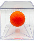 Clear Acrylic Square Baseball And Golf Ball Display Case For Home Office Or Man Cave Displaying Orange Golf Ball