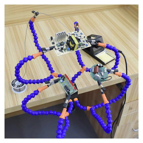 Multi Arm Third Hand Soldering Station With Eight Flexible Gooseneck Arms Desk Clamp Holder for PCB Welding Repair and DIY Projects