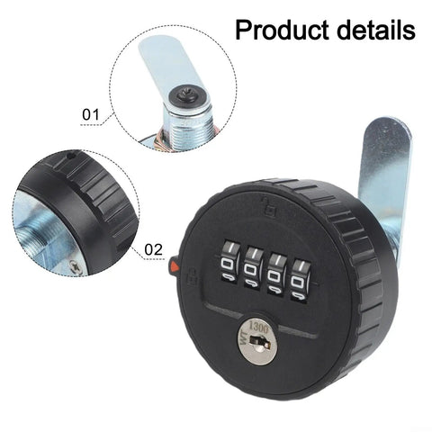 Drawer Combination Lock With Key And Password Code For File Cabinets And Storage Doors 30mm Black Cam Lock detail view
