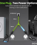 Y Splitter Dryer Cord 30 Amp NEMA 10 30P to Two NEMA 10 30R Receptacles connected to dryer and EV charger