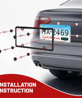 Matte Black Stainless Steel License Plate Frames For Front And Rear Mounting, Slim 4 Hole Design shown on rear of car