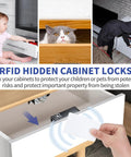2 Pack RFID Cabinet Lock System With NFC Unlock installed in drawer, preventing child and pet access, discreet theft deterrent