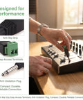 Straight Up 1/4 Inch Jack Mono Male Plugs For Electric Guitar And Stage Mixer Cables 6.35mm connected to mixer with anti-slip grip.