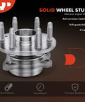 Two Front Wheel Bearing And Hub Assembly Set For Chevrolet Colorado 2015-2022 And GMC Canyon 2015-2022 6 Lug 4WD Only Replacement High Load Capacity With Durable Roller Bearing showing anti-corrosion coating and studs
