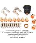 Fabater 24 Piece Plasma Cutting Torch Tip Kit With Electrodes Nozzles Stand Off Swirl Rings For PT-60 PTM-60 IPT-40 Cutters, includes nozzles and electrodes.