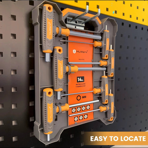 14 Piece T Handle Allen Wrench Set Pro Grade Metric And Standard With Long And Short Shanks Hex Keys Wall Mount Storage