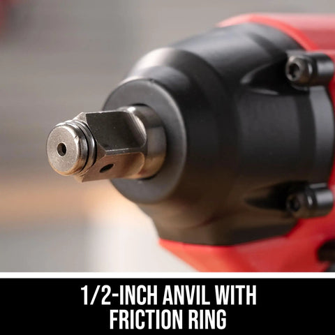Close-up of 20V Brushless Cordless Impact Wrench Kit With 2.0Ah Battery And 60 Watt Charger, showing half inch anvil friction ring.