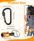 Eighteen Piece One Quarter Inch Hex Shank Drill Bit Holder Keychain Extension Bar with quick release, shown on tool vest and belt.