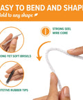 Hands bending Heavy Duty Pipe Cleaners Tool Set 132 Hard Bristle Scrubbers, showing wire core and bristle tips detail.