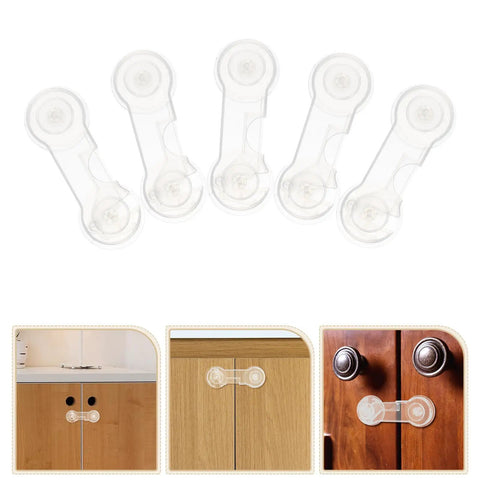 Easy Install Kid Safe Cabinet Locks For Drawers And Fridges, 10 Pack ABS Adhesive Safety Latches on furniture and refrigerator