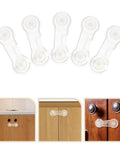 Kid Proof Cabinet And Drawer Locks 10 Pack ABS Latches for fridge, cabinet doors, transparent design for childproofing.