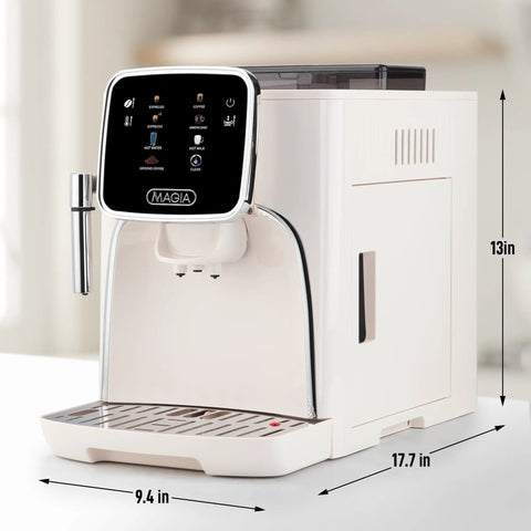 Automatic Espresso Machine With Built In Grinder And Touch Panel For Barista Quality Coffee At Home Milk Frothing Steam Wand Adjustable Strength Self Cleaning Cream And Silver Finish