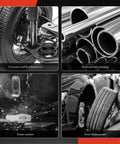 Collage of Bolt On Front Left Steering Knuckle and Wheel Bearing Hub Assembly features, including corrosion resistance and direct replacement.