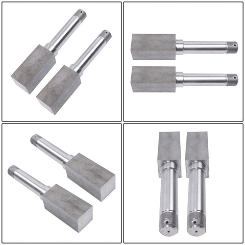 Trailer hub kit components, two sets of 4-inch hubs with 1-inch square BT8 spindles and steel bearings