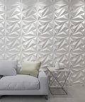Diamond 3D PVC Wall Panels White, Easy DIY Accent Wall Decor, 19.7 Inch Square Tiles, 12 Pack Covers 32 Sq Ft, Textured Diamond Pattern