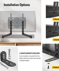 Installation options for Reliable Soundbar Wall Mount Bracket Supports Up To Fifteen Pounds with L-shaped brackets included.