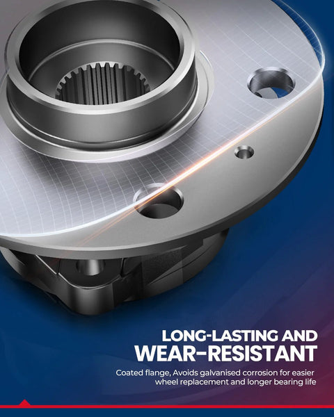 Close-up of Beefy Front Wheel Bearing And Hub Assembly Set For 2007 2019 Toyota Tundra Rwd And 2008 2019 Sequoia Rwd, Quad Lip Seal Design