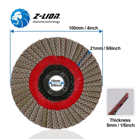 4 Inch Diamond Flap Disc For Fast Material Removal On Ceramic, Glass, Granite, Marble, Plastic And Concrete, top view
