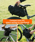 Bike Repair Kit 16 In 1 Multitool Portable Bicycle Tools With Tire Patch Kit in compact case on bike