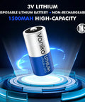 High Capacity Cr123A 3V Lithium Battery 6 Pack Heavy Duty Non Rechargeable Cells with 1500mAh for power needs.