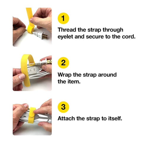 How to use the Comprehensive Cable Management Value Pack With 40 Self Gripping Ties 20 Labels And 12ft Perforated Roll for cords.