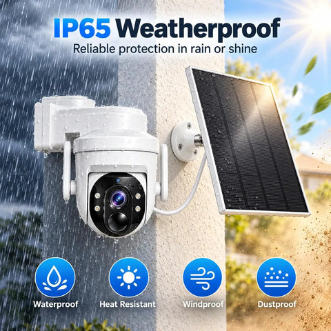 Hassle Free Wireless Solar Security Camera For Yard And Driveway With Smooth 3Mp Hd Clarity And Bright Full Color Night Vision with solar panel.