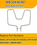 Oven Heating Element Replacement For GE Hotpoint Kenmore Ovens WB30X46987 shown as a U-shaped metal element with connectors