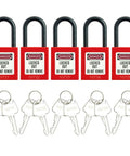 Pro Grade Lockout Tagout Padlock Kit Five Pack With Two Keys Each And Warning Labels And OSHA Compliant LOTO Locks