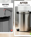 Six-pack grey adhesive-backed trash-can wall bumper protectors for round and square cans