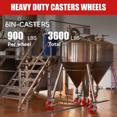 Top Shelf 6 By 2 Inch Swivel Casters Set Of Four Heavy Duty Polyurethane Wheels On Rust Free Stainless Steel Brackets in use.