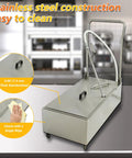 Heavy Duty Commercial Fryer Oil Filter Cart Rolling Mobile Restaurant Grease Purifier With 48 Liter Tank Circulates 12 Liters Per Minute Fast Saves Oil Dough Includes Five Filter Papers, stainless steel design for easy cleaning.